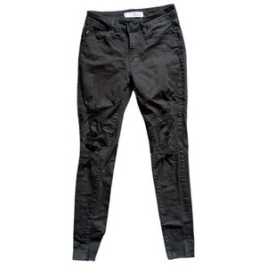Kancan Size 3 25 Jeans Black Ripped Distressed Skinny Leg Grunge Punk Goth